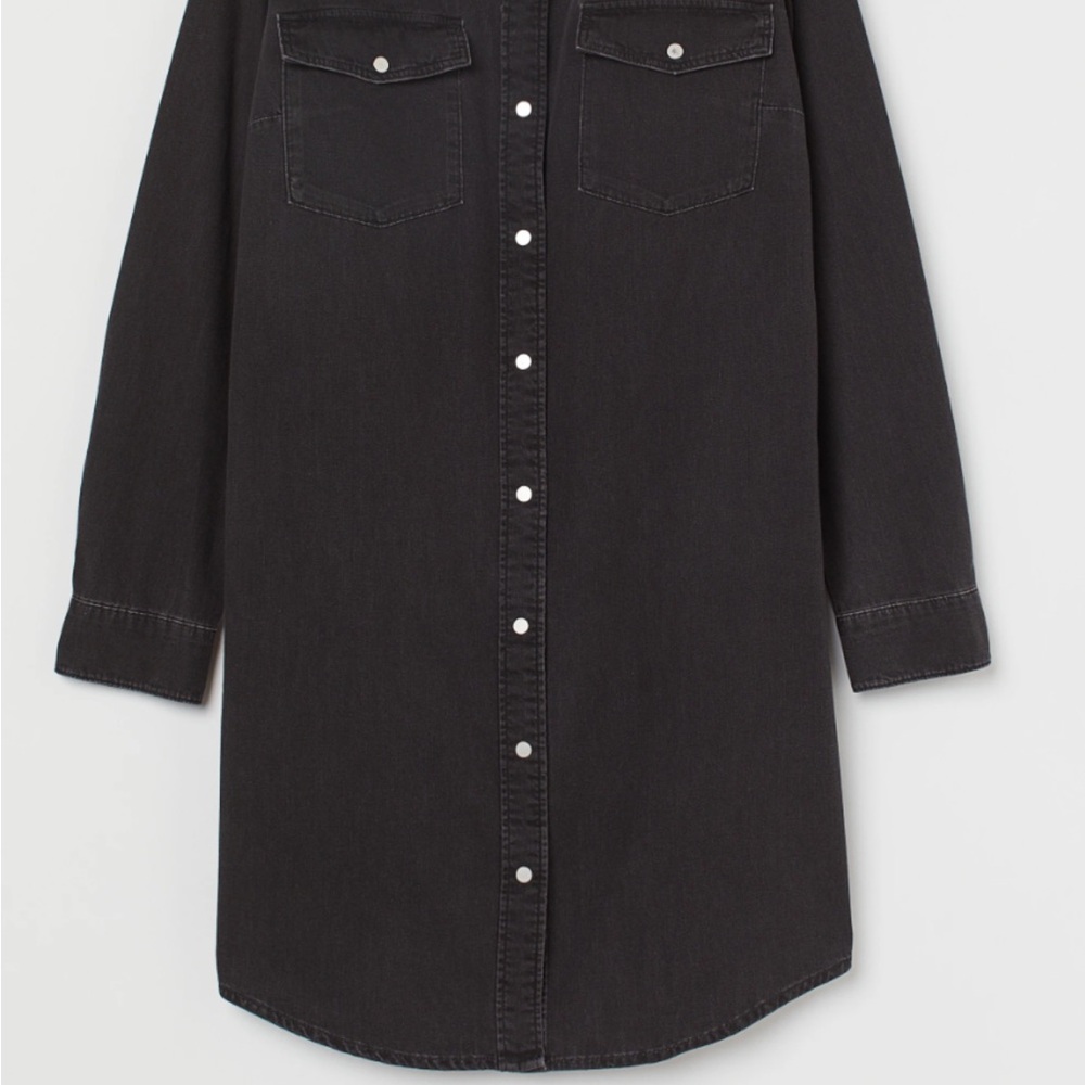 SOLD
H&M Black Snap Button-Up Denim Shirt Dress